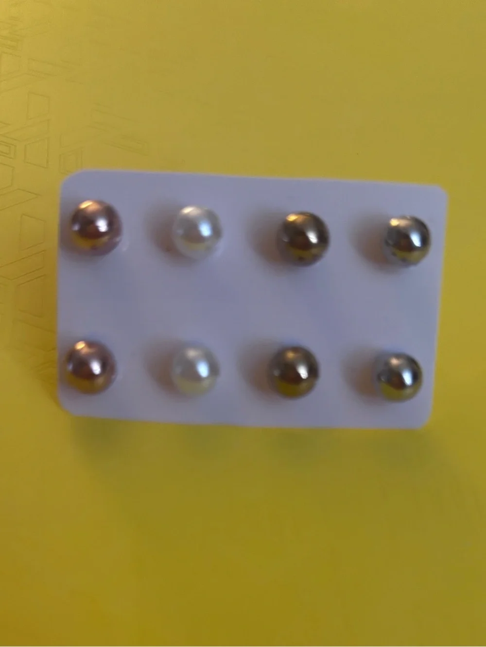 Kids Multi-Tone Pearl/Metallic Stud Earrings White, Gold, Silver Hypoallergenic